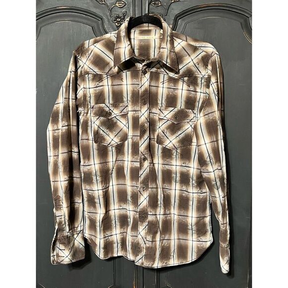 Ted Baker Long Sleeve Heavy Stitched Button Up Shirt Size Small - Picture 1 of 5